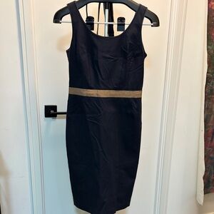 Club Monaco Elegant Black and Tan Mini Dress